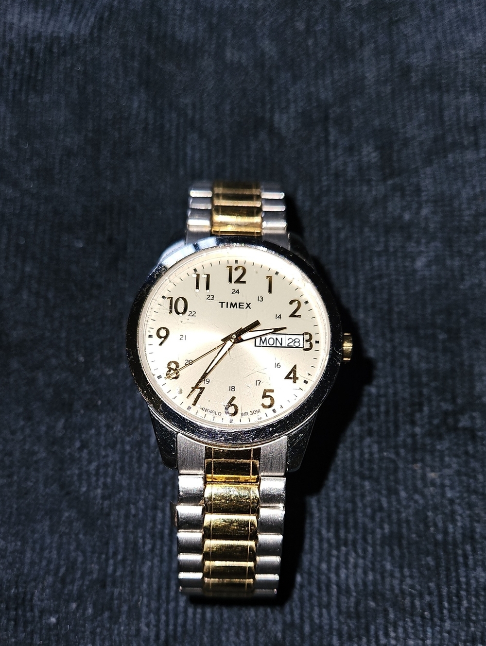 Timex Men's Two-Tone Silver and Gold Analog Watch with Day-Date